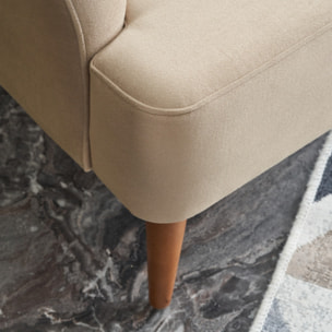 HELOISE - Fauteuil en velours beige avec accoudoirs
