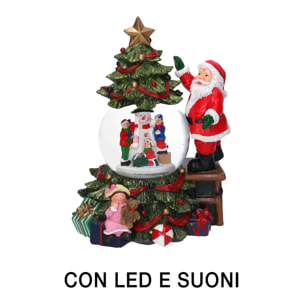 Palla di vetro con led e misuca in resina cm16x15h25