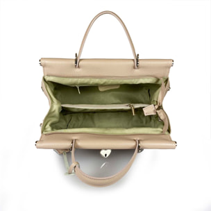 Borsa Donna in vera pelle Made in Italy colore Beige dimensioni cm 30 X 21 X 12