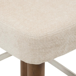 Tabouret de bar Noali carré H.104,5cm beige noyer