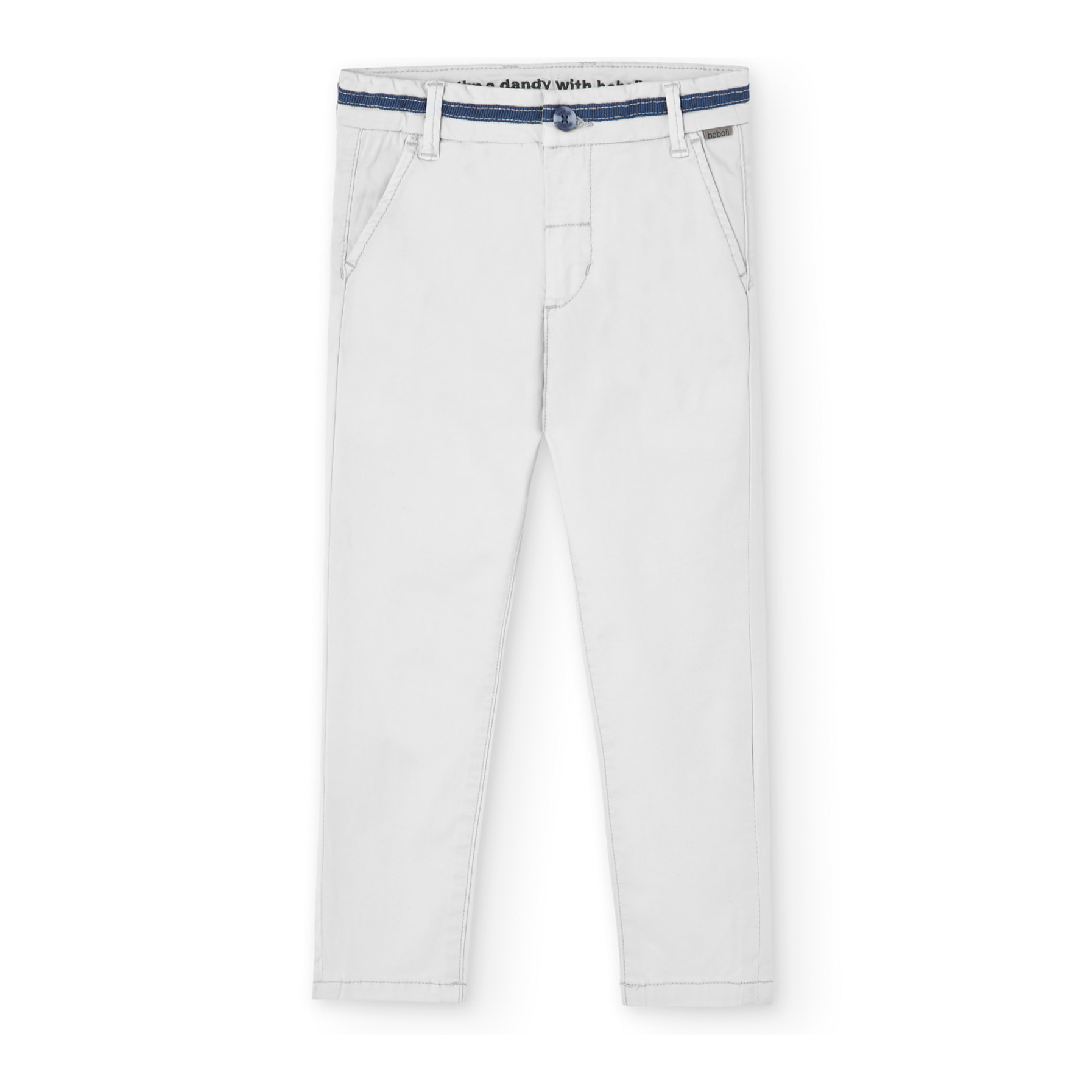 Pantalón elástico liso en botón de color beige