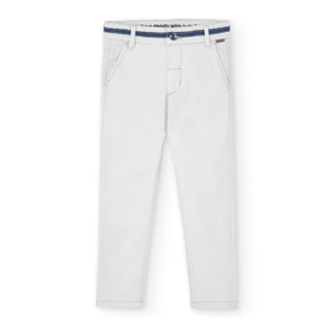 Pantalón elástico liso en botón de color beige
