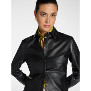 Elena Mirò - Camicia in pelle - Nero