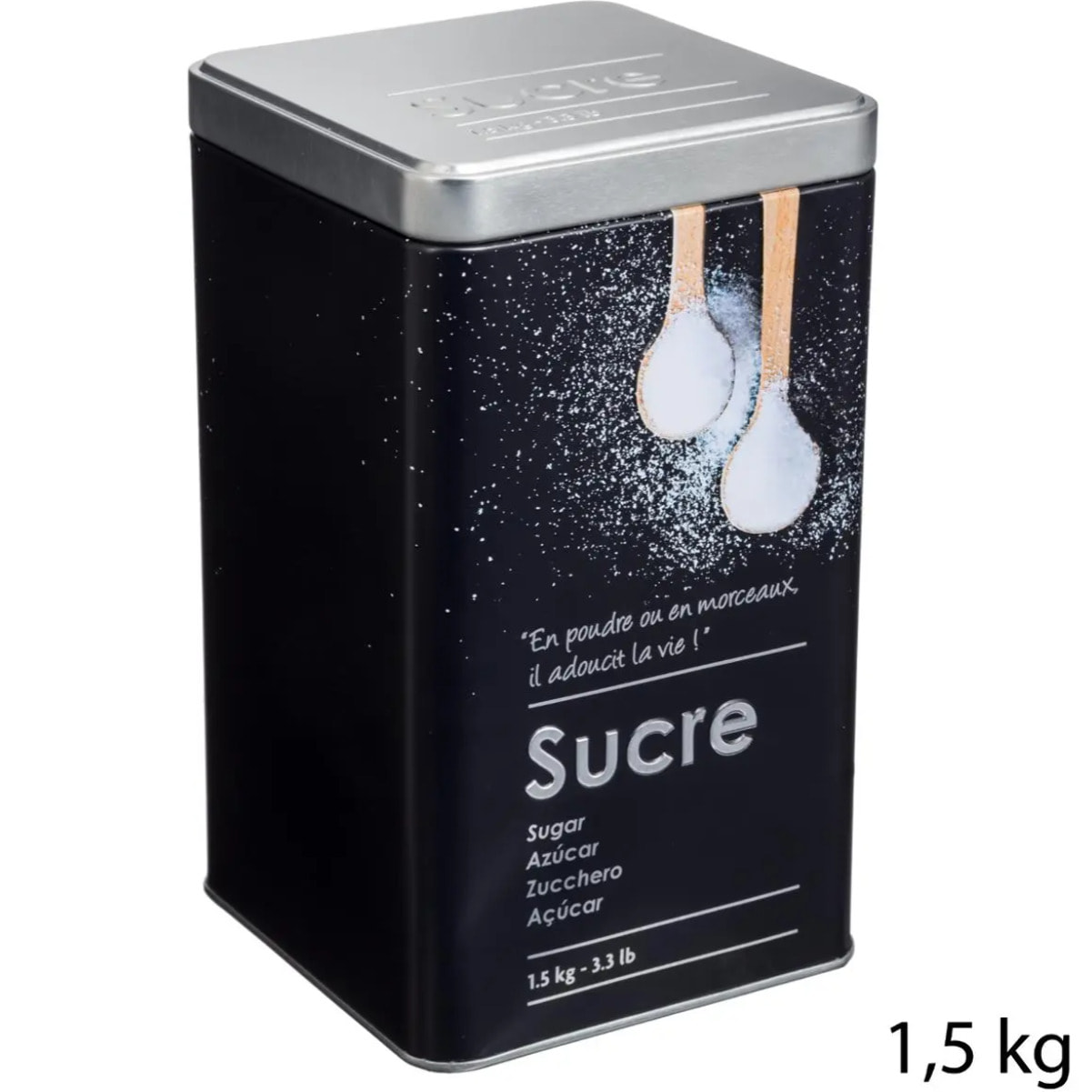 Boîte à sucre poudre métal "Black Edition" noir