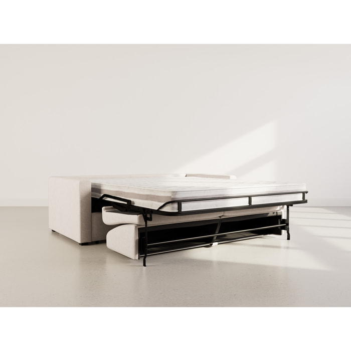 Julia - canapé lit 3 places convertible express couchage quotidien 140 cm matelas 18 cm en tissu - Beige