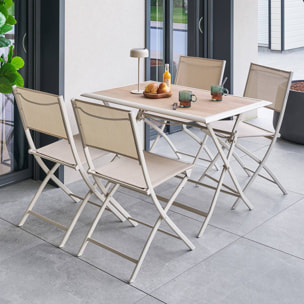 Table de jardin 4 places Azua pliable beige 110x71cm