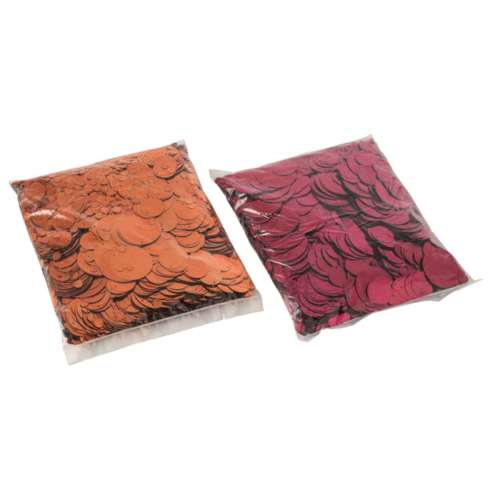 J-Line paquets de sequins ronds - PET - fuchsia/orange - assortiment de 2