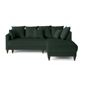 Flamingo - canapé d'angle droit 4 places convertible en velours - Vert