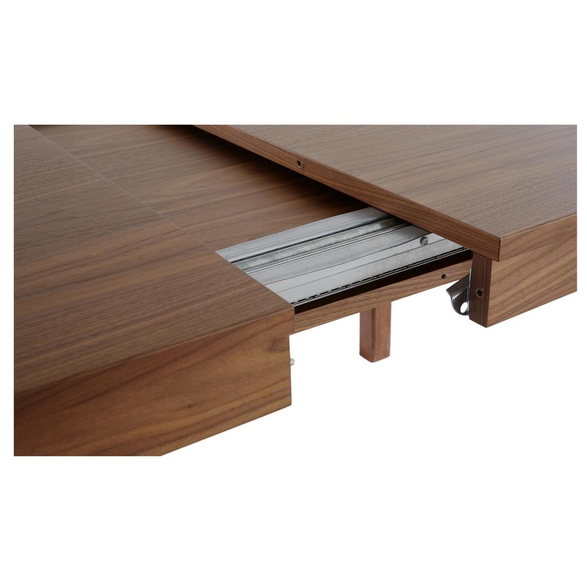 Table à manger extensible rallonges intégrées en bois foncé noyer rectangulaire L125-238 cm AGALI