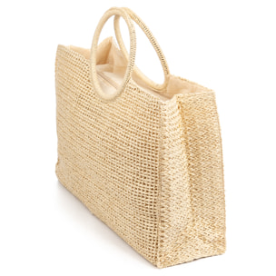 Bergantino Borsa shopper Donna. Realizzata in carta intrecciata design "Summer"