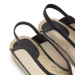 Alpargata plana Gio en algodón con ribete de cuero, tira elástica y mini cuña