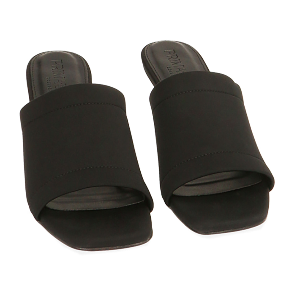 Mules nere in tessuto, tacco 5,5 cm