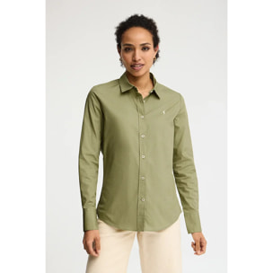 Camisa de popelín verde hoja con corte slim y bordado Rigby Go