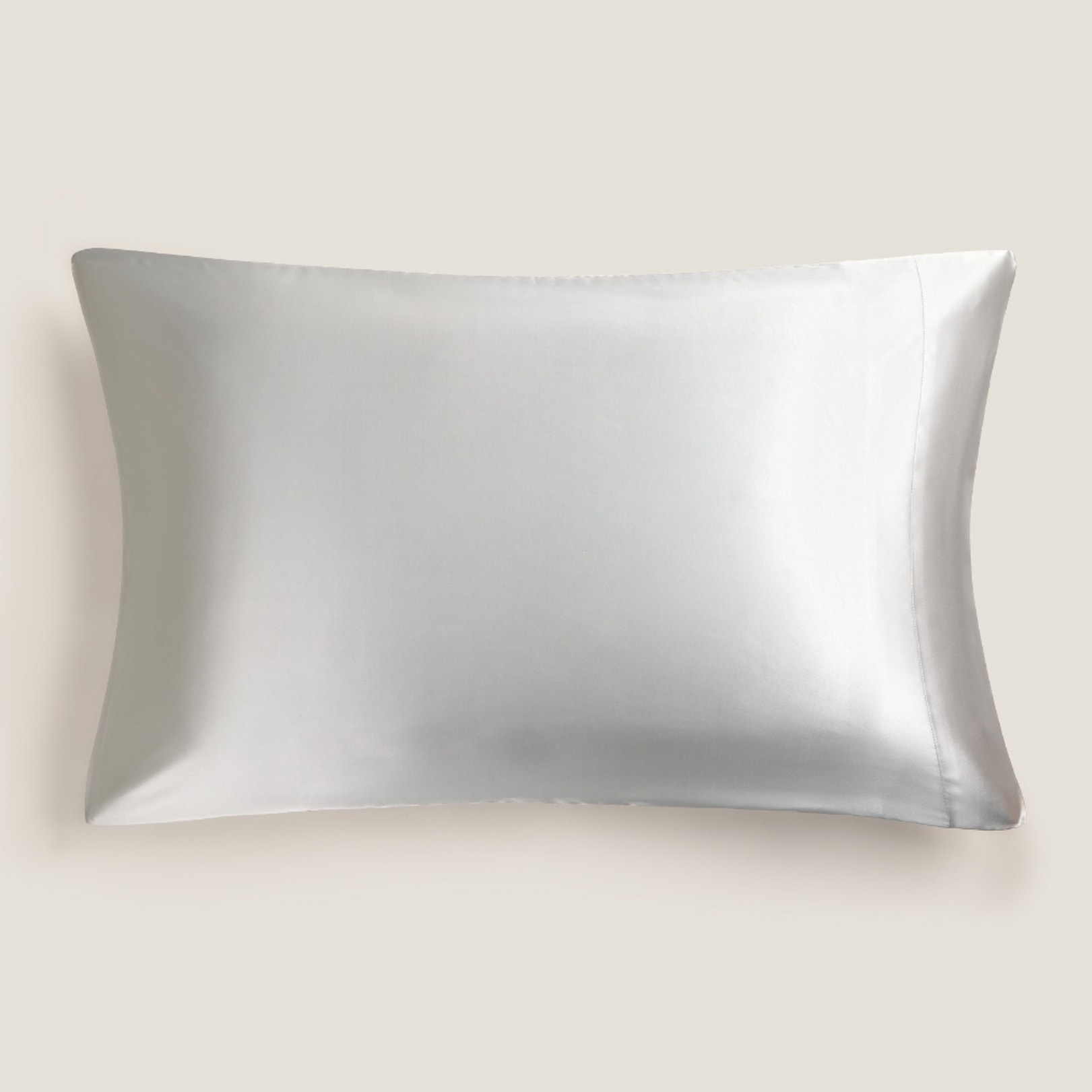 Funda de almohada seda y algodón satén 300 hilos Silkcot color gris plata Seda