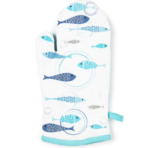 Set Torchon, Manique et Gant de Cuisine Excelsa – North Sea, Coton Multicolore