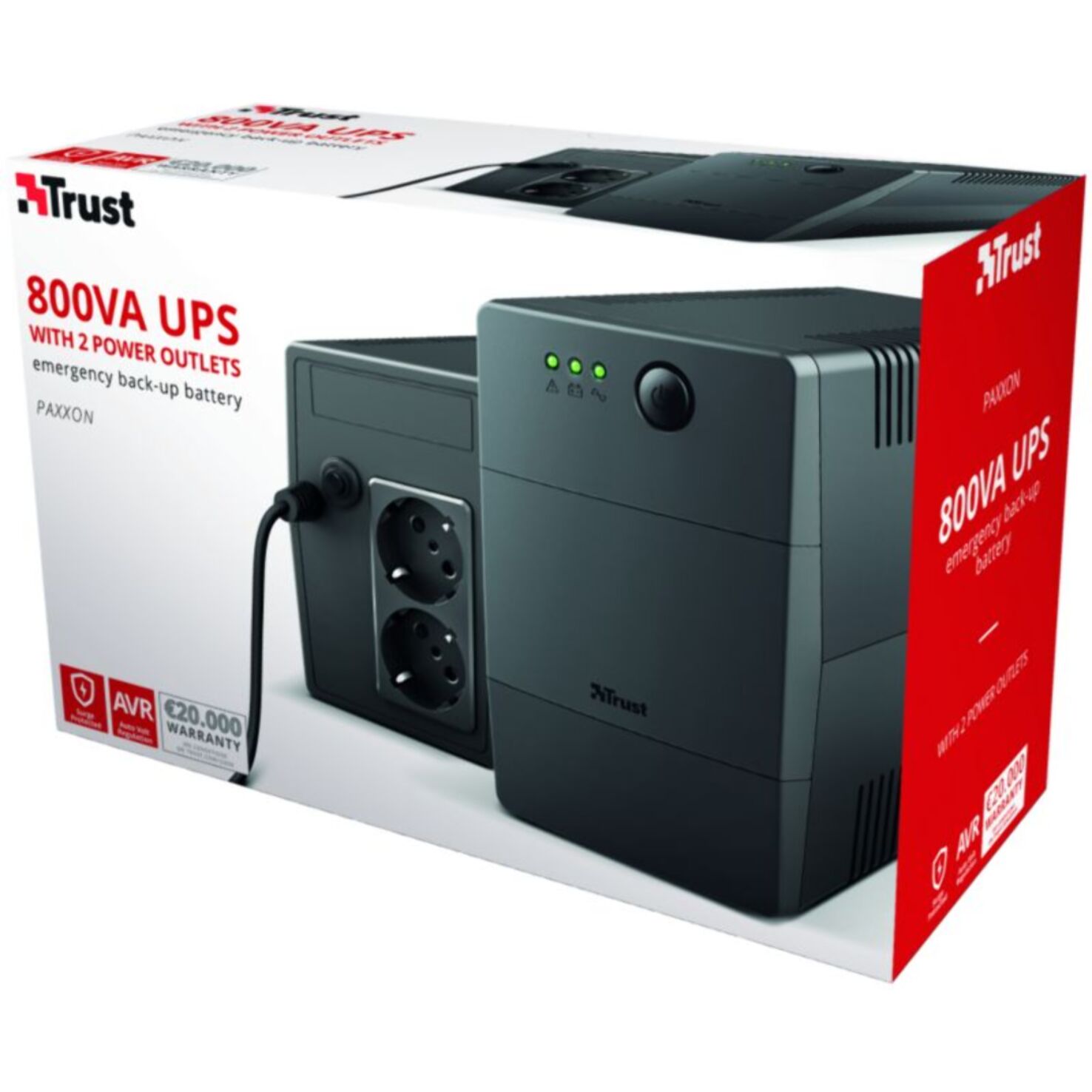 Onduleur TRUST Paxxon 800 VA 2 prises