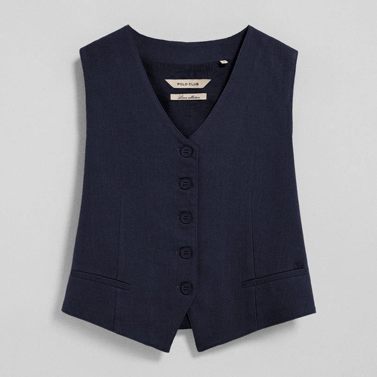 Gilet Deia blu marino in cotone e lino con dettagli Polo Club