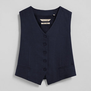 Gilet Deia blu marino in cotone e lino con dettagli Polo Club