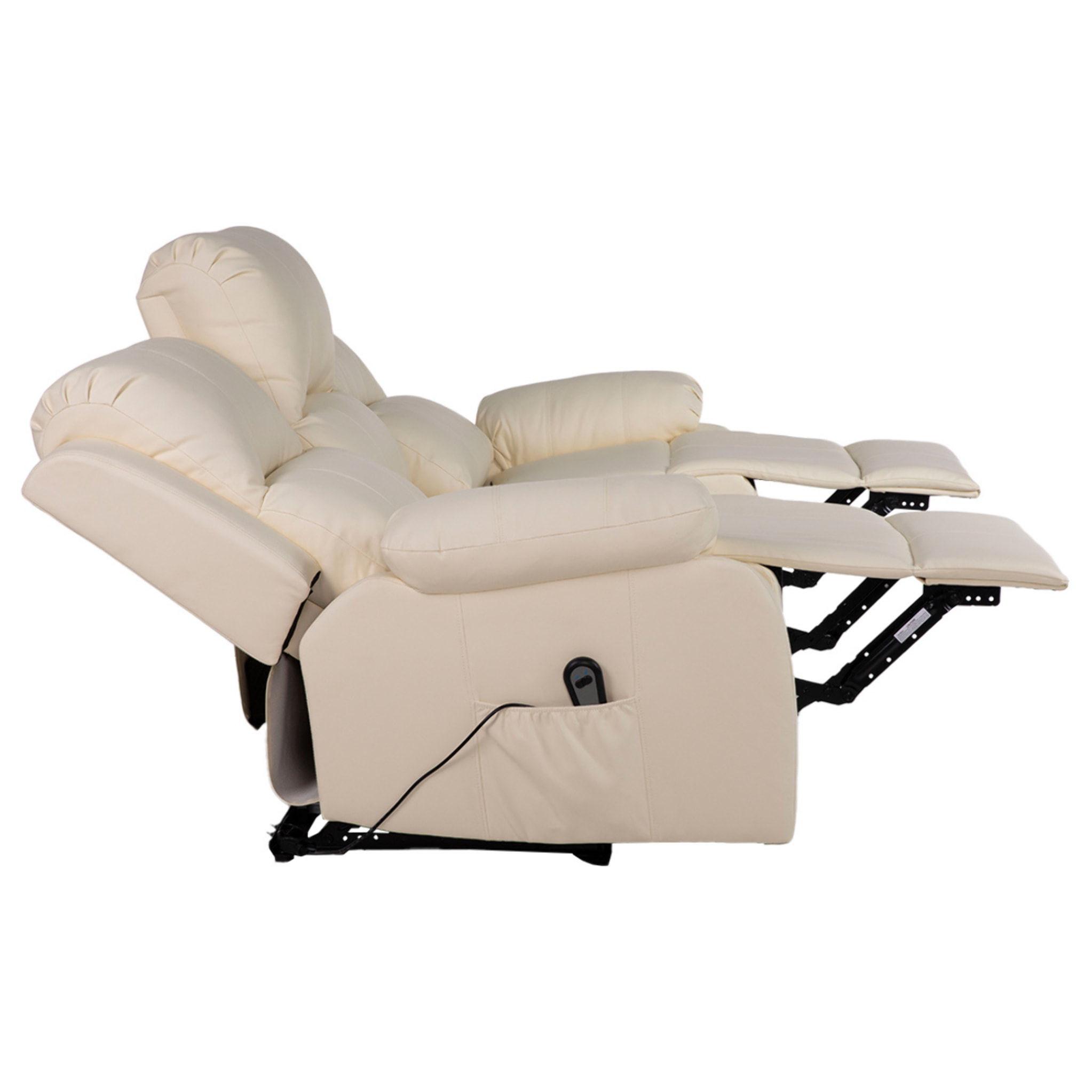 Armand - Canapé 3 places relax électrique en simili - Beige