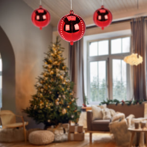 bola de navidad led con 4 tiras de luces 15cm color rojo