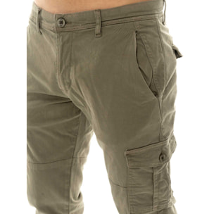 Pantaloni cargo in twill da uomo con passanti Leone Easy