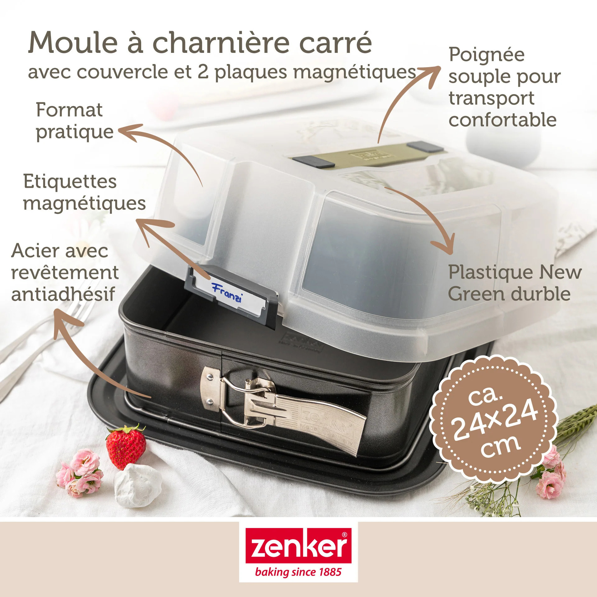 Lot de 2 moules à gâteaux 23/23 cm en acier Zenker Bake Click and Go
