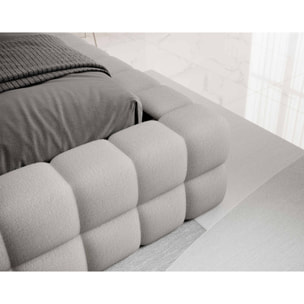 Kingston - lit coffre - 180x200 - sommier inclus - en tissu bouclette - Gris