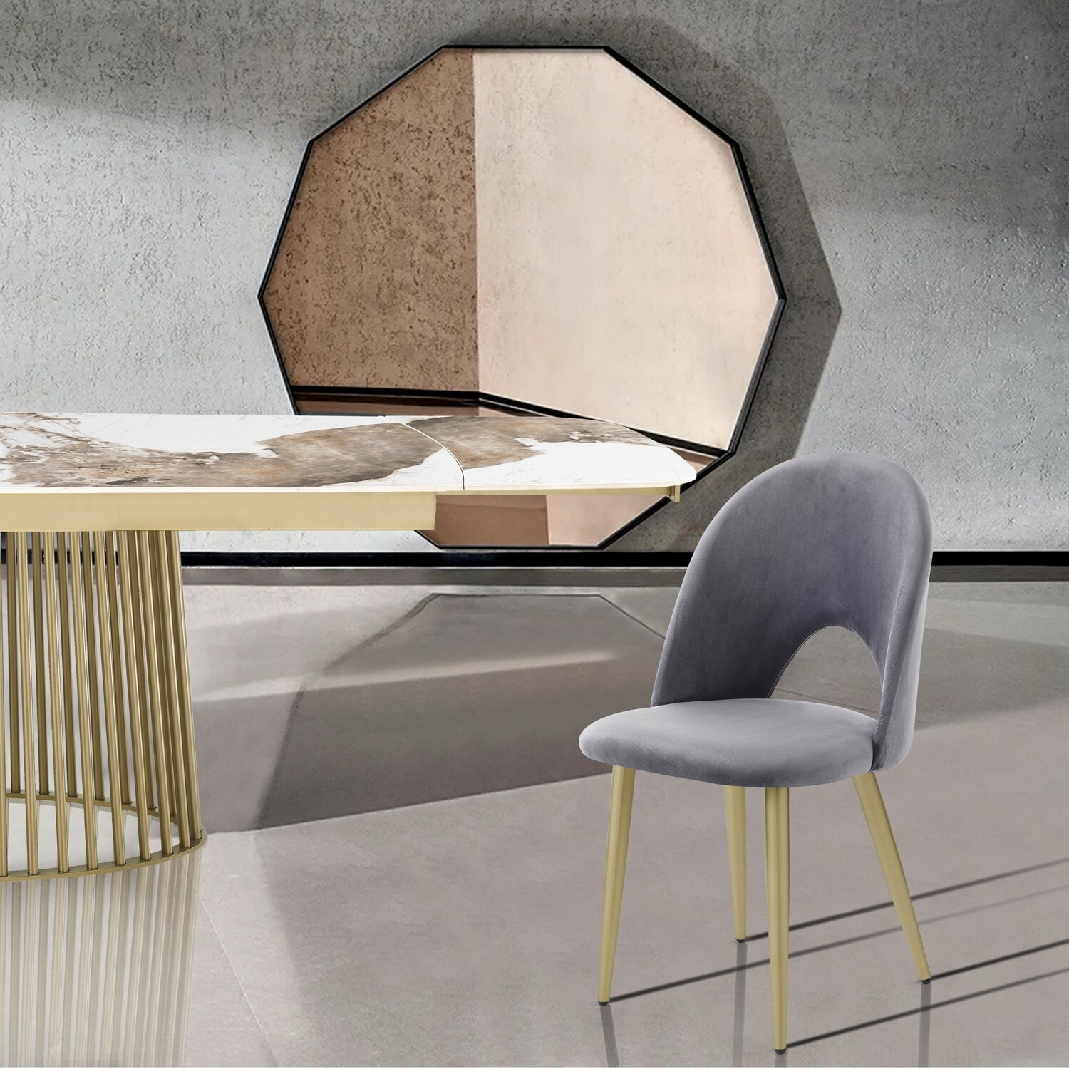 TOMASUCCI set 4 sedie NAIL GREY / GOLD