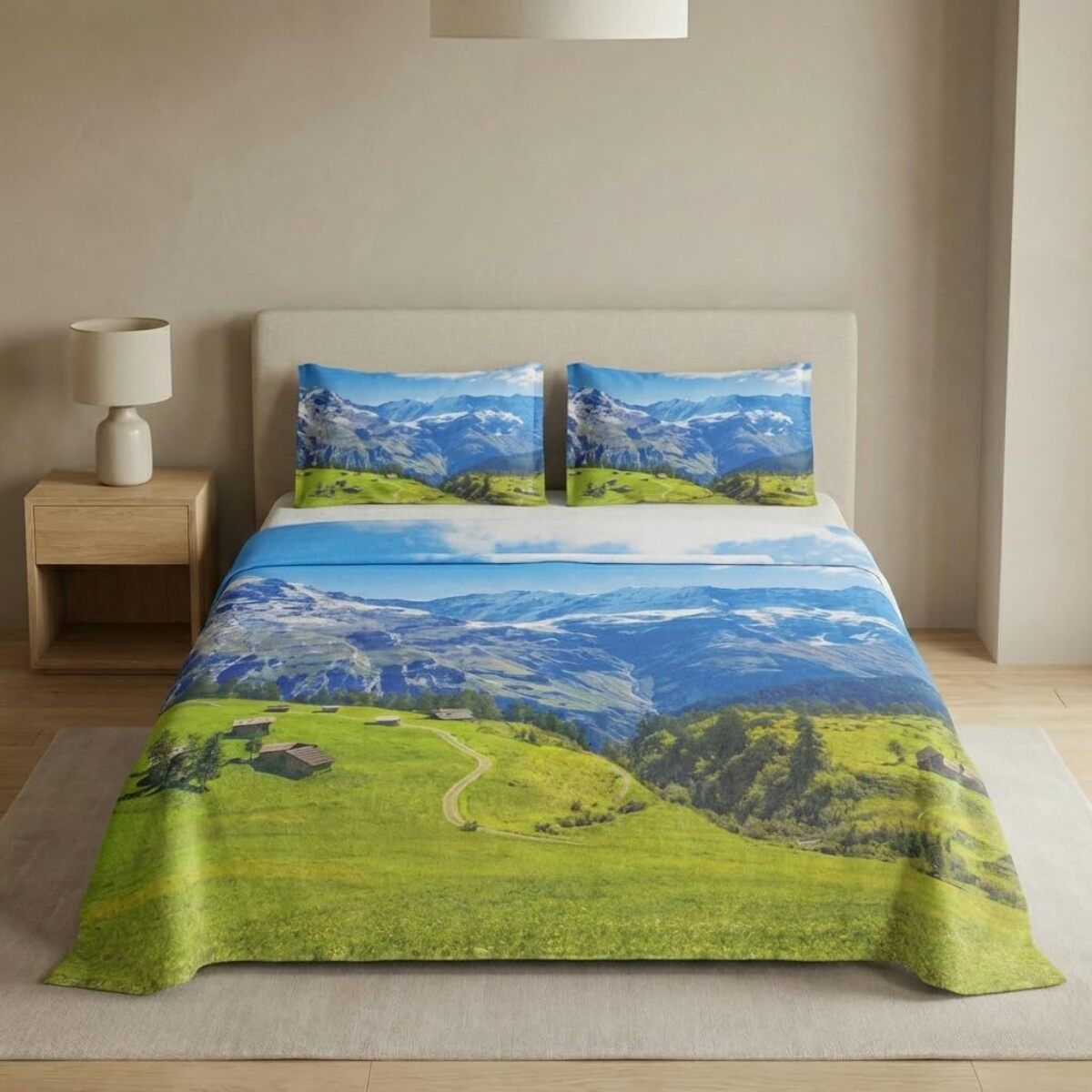 Set completo letto matrimoniale 100% cotone, 180x200 cm, con Stampa Digitale di Alta Qualità, Intrecci