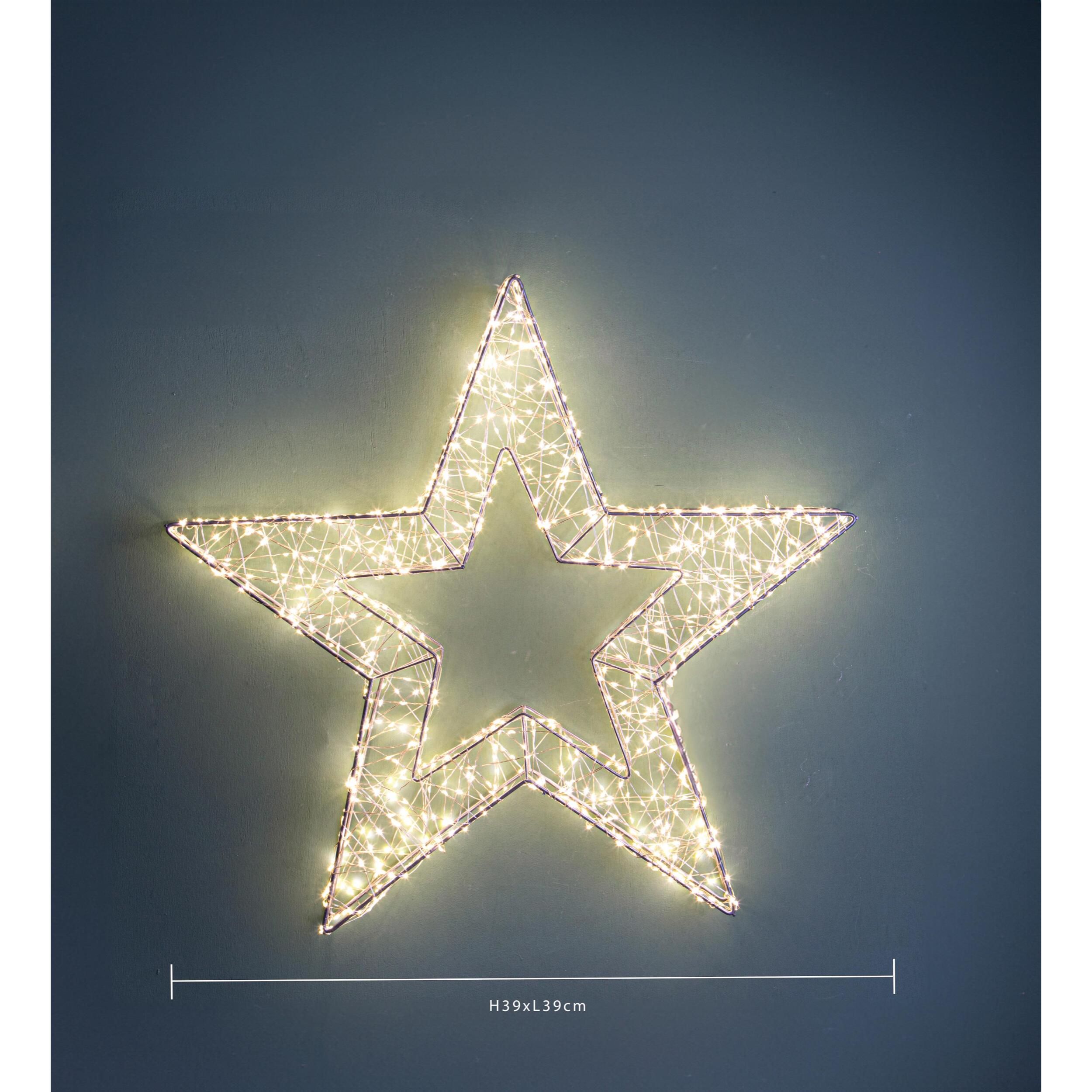 Stella con 600 Led - Pezzi 1 - Colore Giallo - 39x39Hx5cm - Bianchi Dino