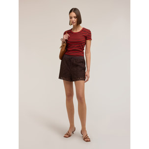 Motivi - Camiseta de rayas en jersey mezcla lurex - Rojo