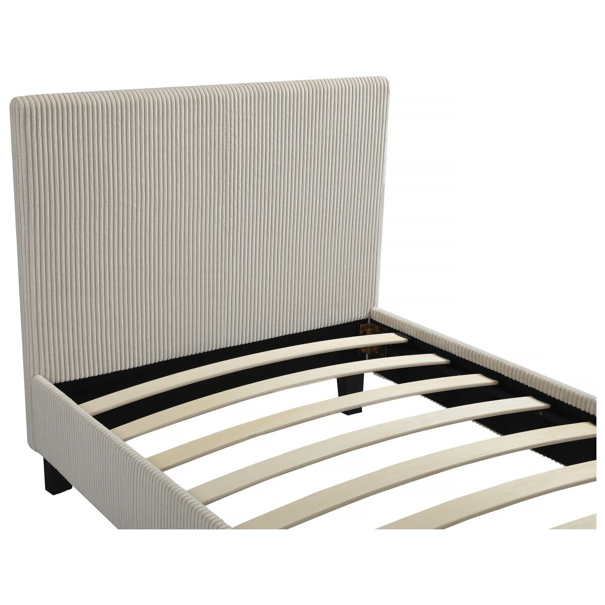 Lit simple en velours cotelé "Ambre" - 90 x 190 - Beige