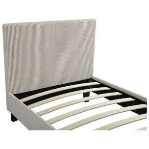 Lit simple en velours cotelé "Ambre" - 90 x 190 - Beige