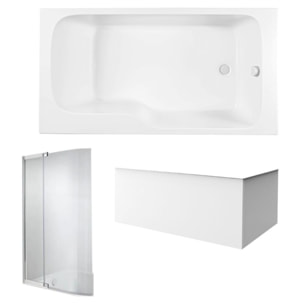 Pack baignoire bain douche 170 x 90 Malice version droite + tablier en angle + pare bain