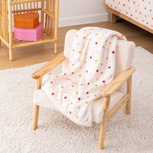 Plaid flanelle enfant Amour beige 75x100cm
