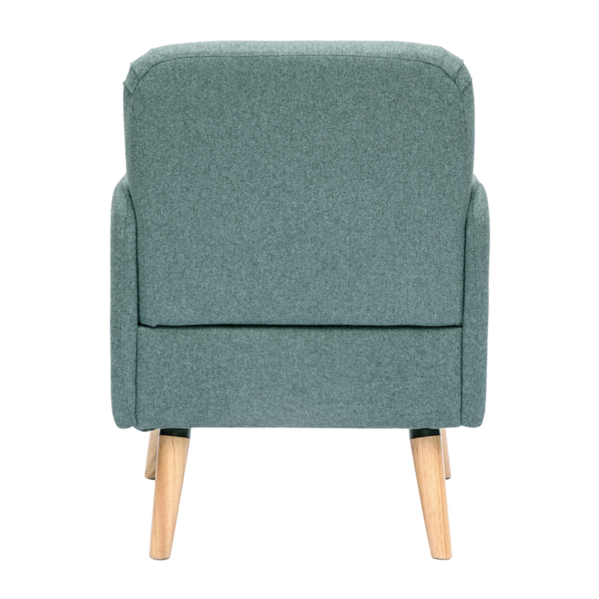 Fauteuil scandinave en tissu vert de gris et bois clair ISKO