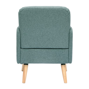 Fauteuil scandinave en tissu vert de gris et bois clair ISKO