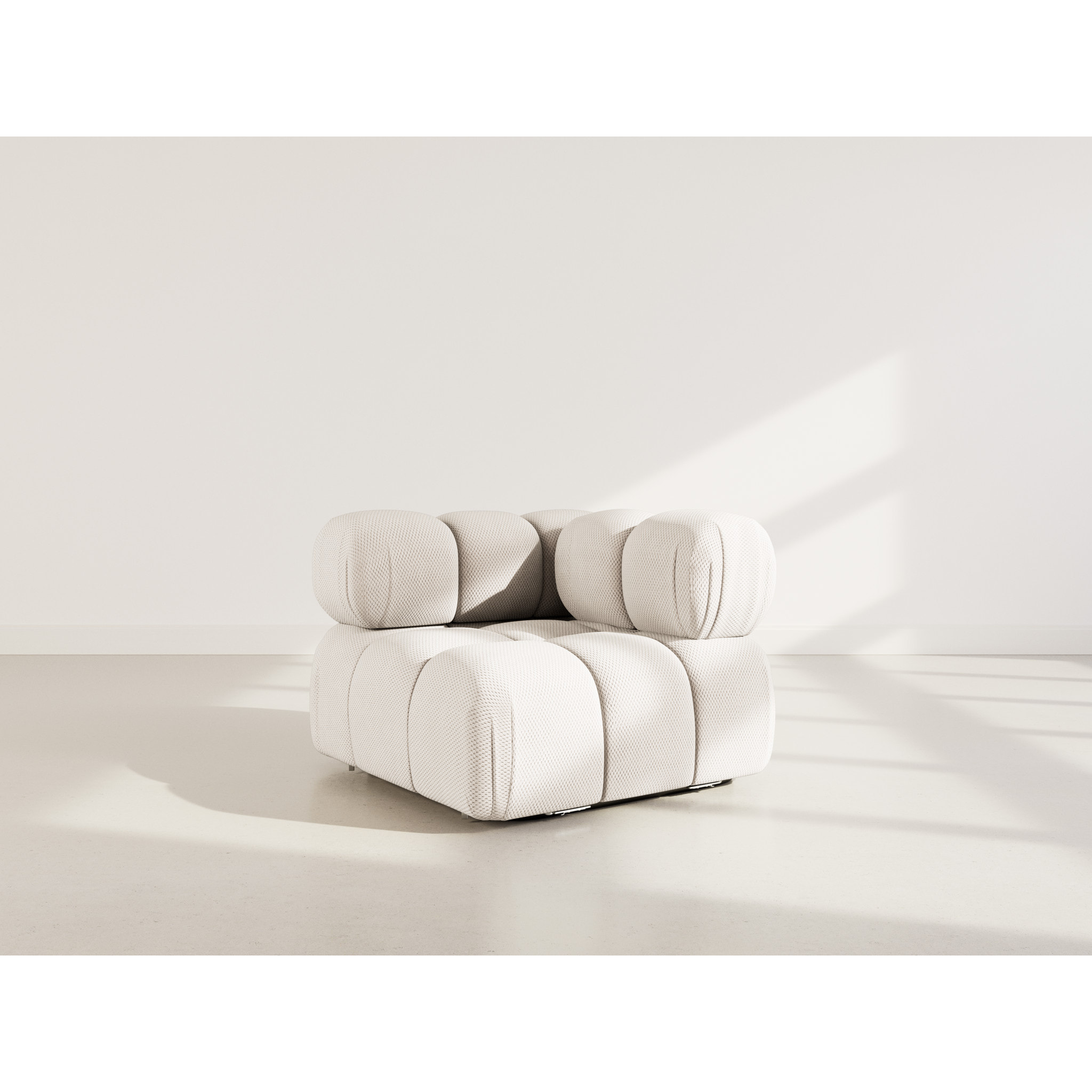 Ruby - module d'assise d'angle droit en velours texturé - Beige