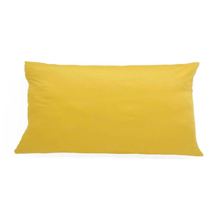 Taie d'oreiller satén Jaune 100% coton 118 cm/2