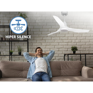 Ventilateur de plafond Réversible  Thermostat Dimmable Wifi Moteur à courant continu Toits en pente Télécommande Lumière à trois tons Adaptateur 2/3 Lames