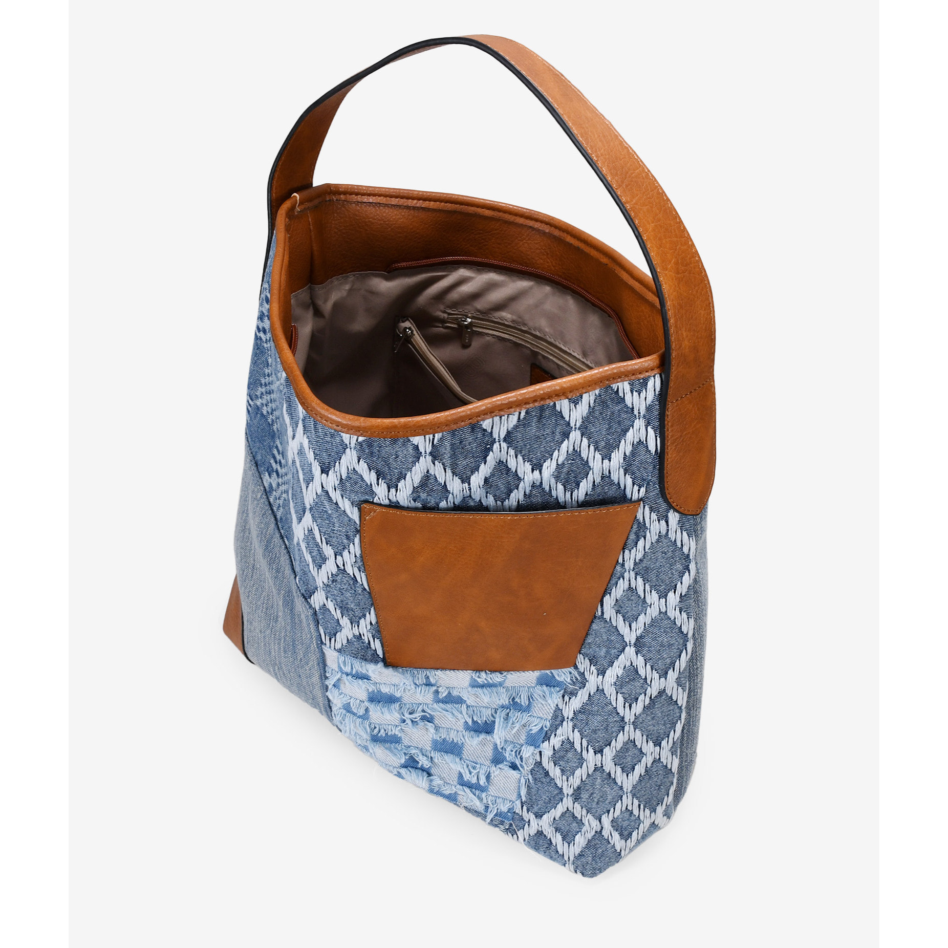 Bolso de hombro tejano con cremallera
