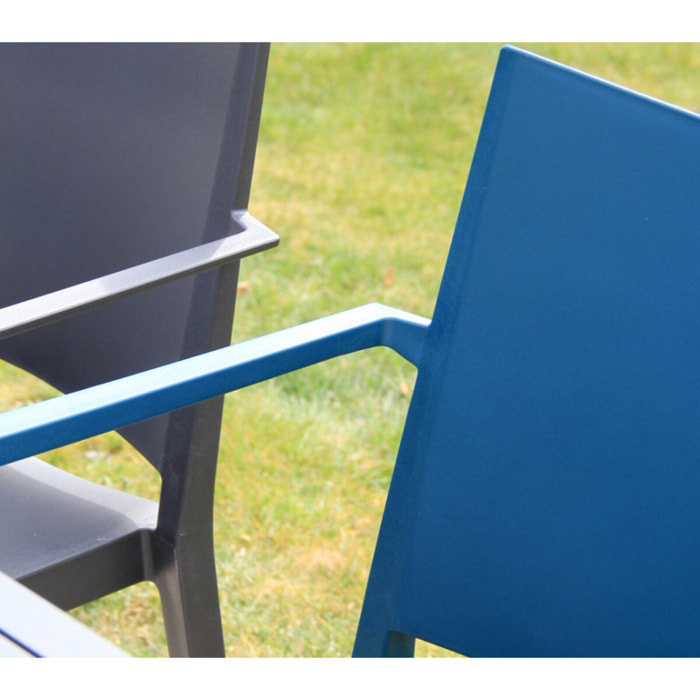 Lot de 2 chaises de jardin en plastique - bleu pétrole - LAGOS