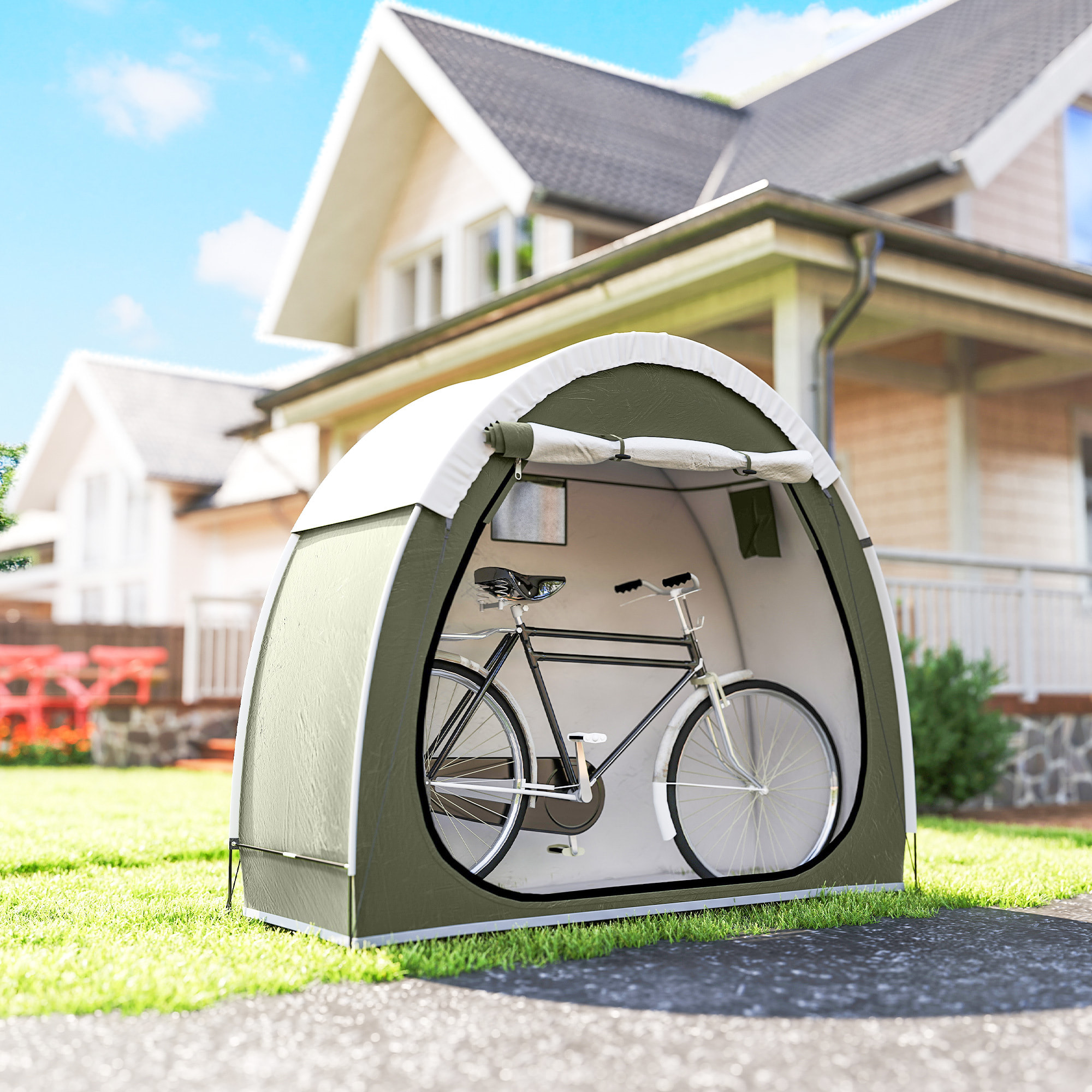 Tente à vélo - abri vélo - 2 vélos max. - 200 x 80 x 170 cm - vert