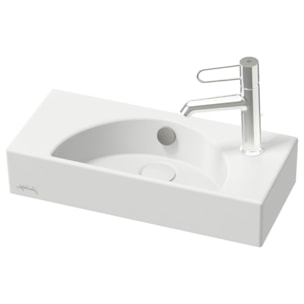 Lave-mains compact 50 cm Odéon Rive Gauche 1 trou de robinetterie à droite Blanc satiné