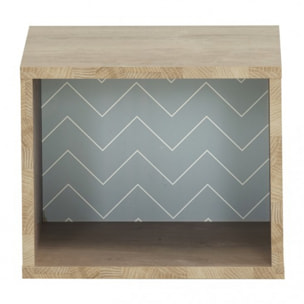 Cube mural décor chêne beige, réversible blanc ou bleu - SCANDI