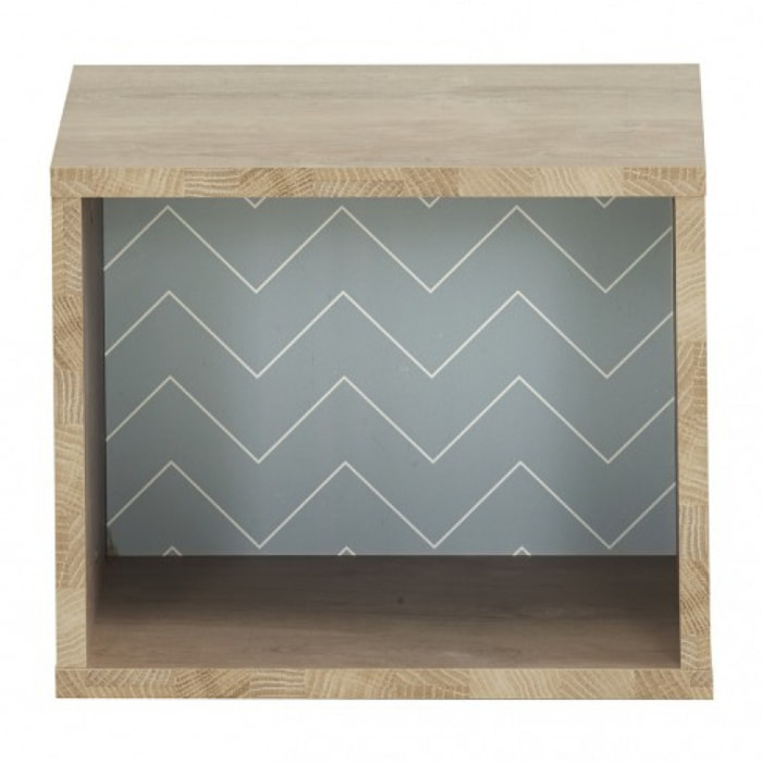 Cube mural décor chêne beige, réversible blanc ou bleu - SCANDI