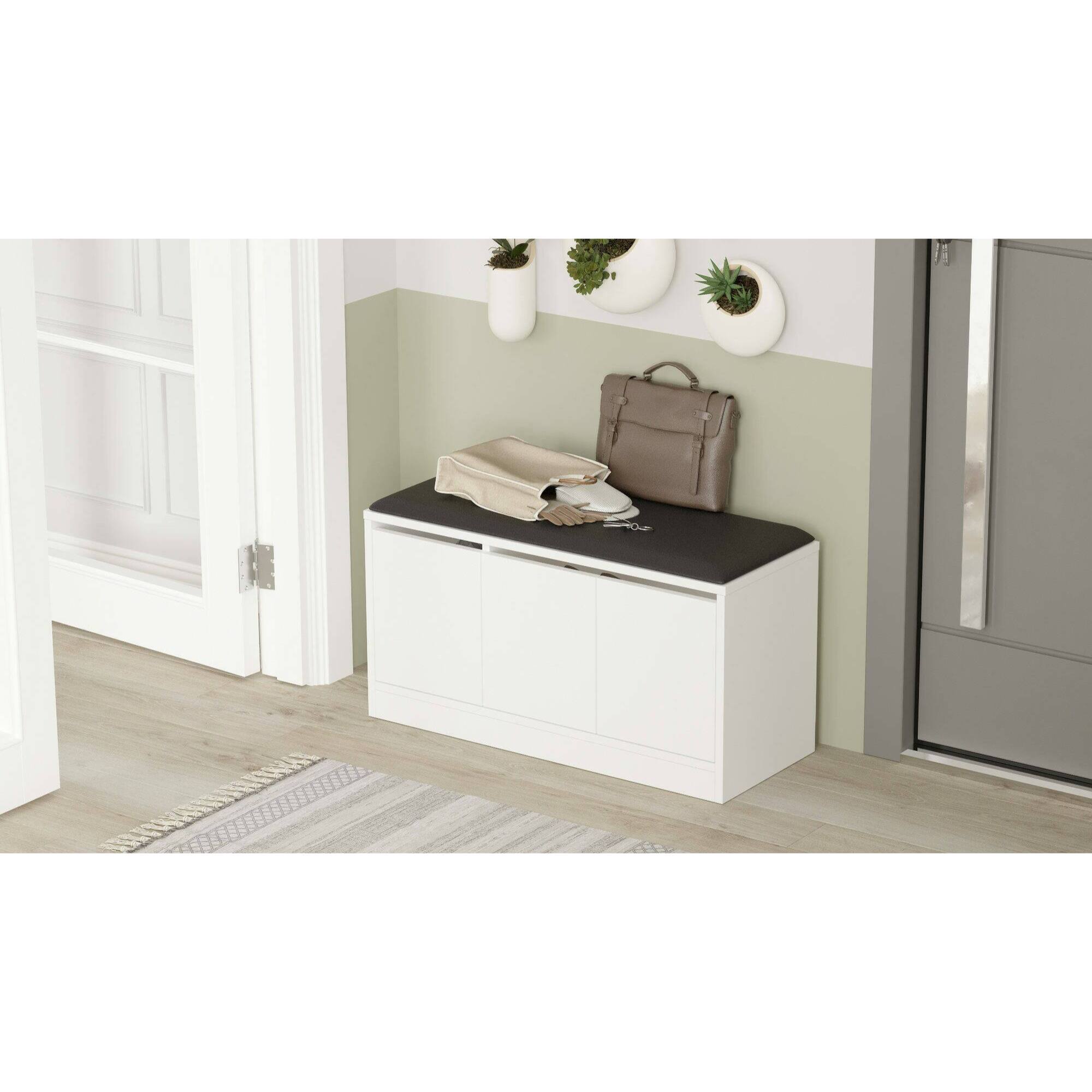 Scarpiera Dpirrell, Mobile portascarpe, Armadio da ingresso multiuso, Mobiletto per calzature, 90x36h46 cm, Bianco