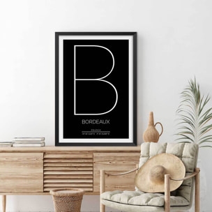 Poster b bordeaux Affiche + cadre en bois - Noir