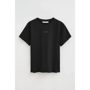 Maglietta nera a maniche corte regular fit con ricamo Polo Club