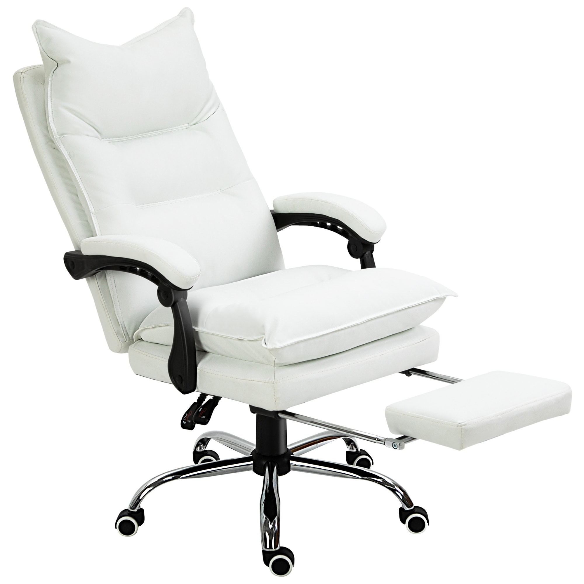 Fauteuil de bureau direction hauteur réglable dossier inclinable repose-pied intégré revêtement synthétique blanc